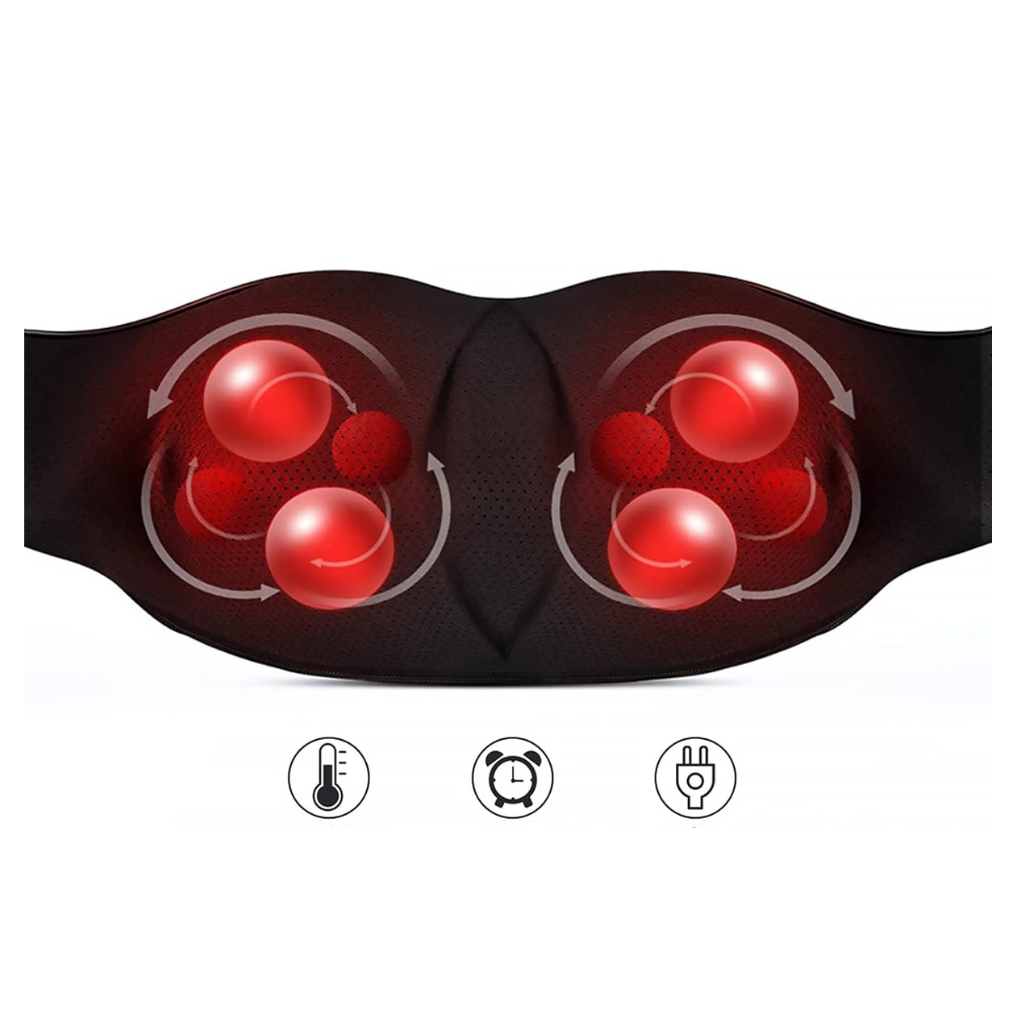 FlexoraCare I ThermoFlex | 3D-massageapparat för djupvävnad i nacke och axlar med värmeterapi Bärbar design för ultimat avkoppling