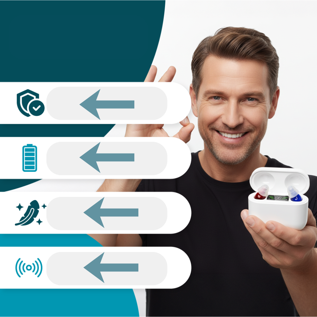 FlexoraCare I FlexHear I Uppladdningsbara hörapparater | Osynlig design med 40 timmars batteritid Kristallklart ljud för förbättrad kommunikation