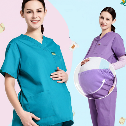 FlexoraCare I Arbetskläder för Gravid Sjuksköterska | Justerbara Scrubs Set med Fickor | Bekväm Design för Optimal Rörlighet