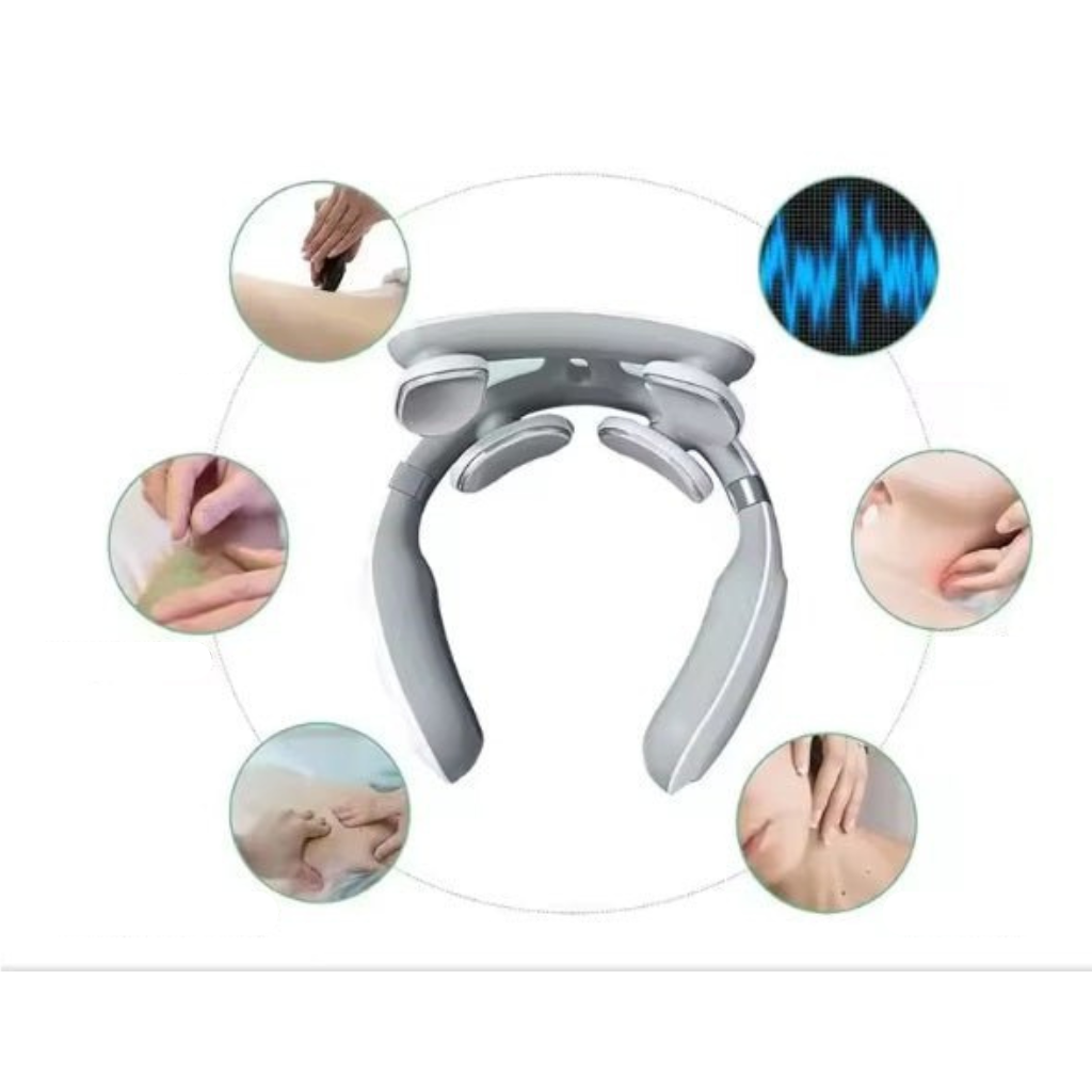 Flexoracare I Smart 6-huvud massager för nacke och axlar – Trådlös värmepulsbehandlingsenhet