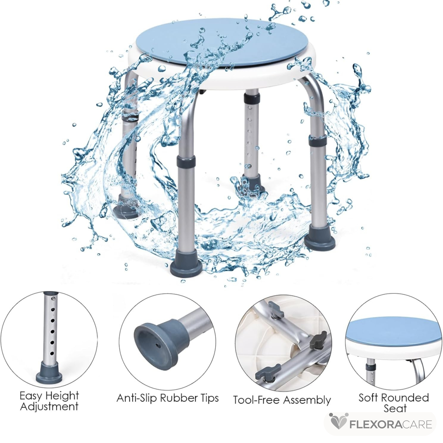 Höjdjusterbar rund badpall