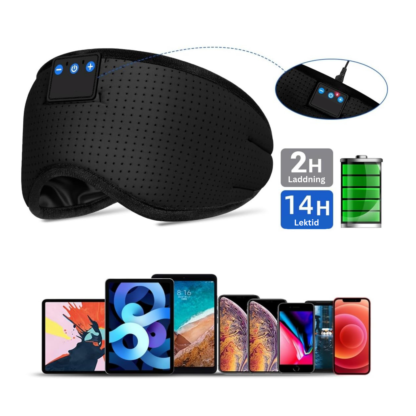 FlexoraCare I Sovmask | Bluetooth Kylande Design med Mörkerblockerande Funktion I För Djup och Avslappnande Sömn