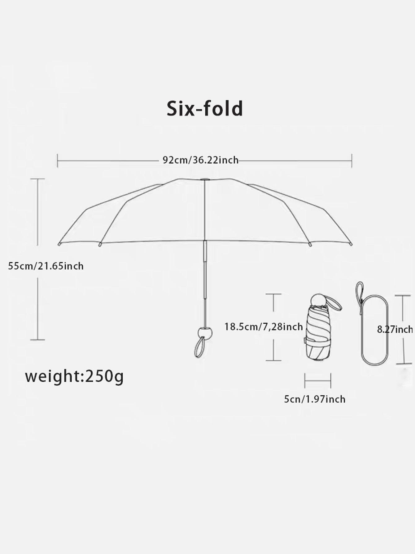 Compact Travel Umbrella | Lightweight Waterproof Folding Umbrella with 6-Rib Reinforcement Ð Durable Protection for All Weather 5