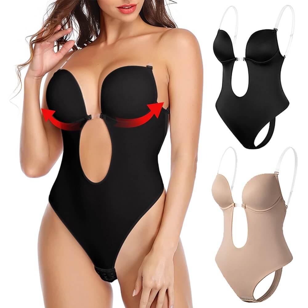 Elegant Body Shaper | Deep V Backless Bodysuit with Adjustable Straps | Invisible Silhouette for Formal Outfits 1