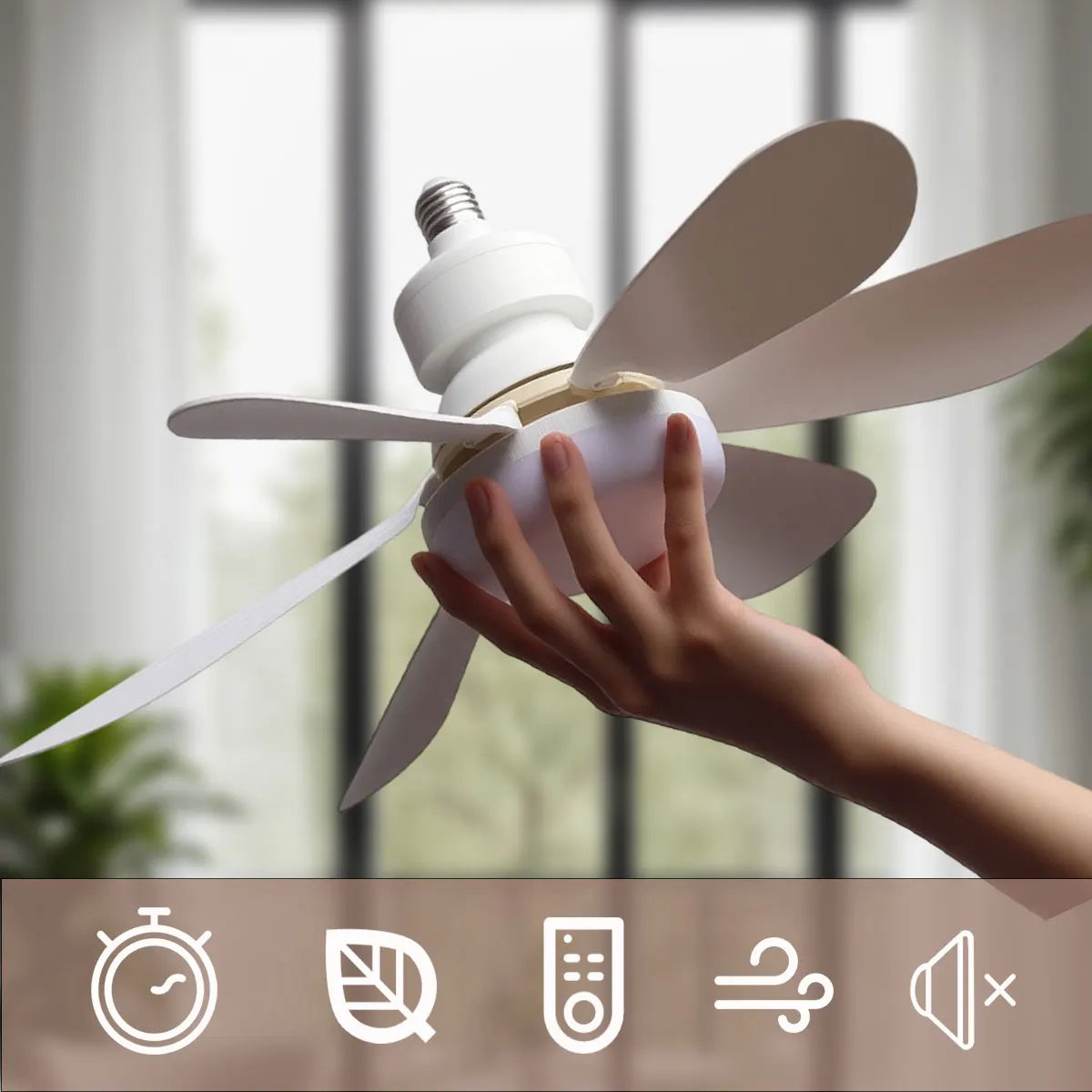 Elegant Takfläktlampa | LED 40W med Dimmer och Fjärrkontroll | Perfekt Belysning för Vardagsrum och Arbetsrum 0