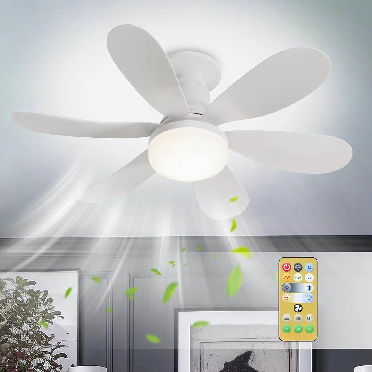 Elegant Takfläktlampa | LED 40W med Dimmer och Fjärrkontroll | Perfekt Belysning för Vardagsrum och Arbetsrum 1