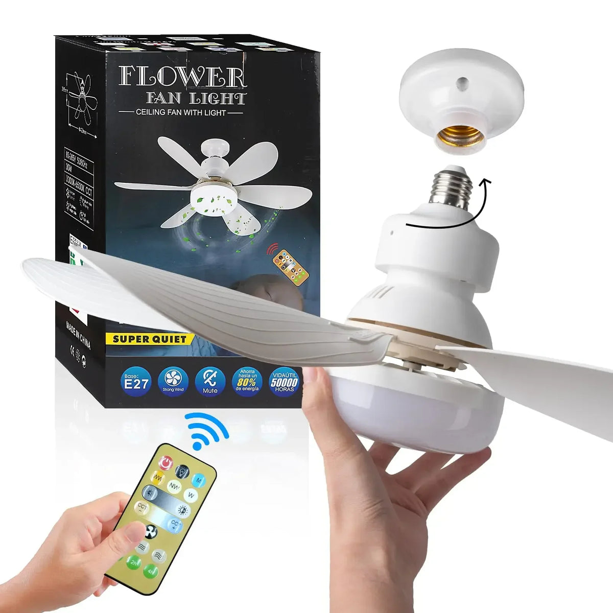 Elegant Takfläktlampa | LED 40W med Dimmer och Fjärrkontroll | Perfekt Belysning för Vardagsrum och Arbetsrum 3