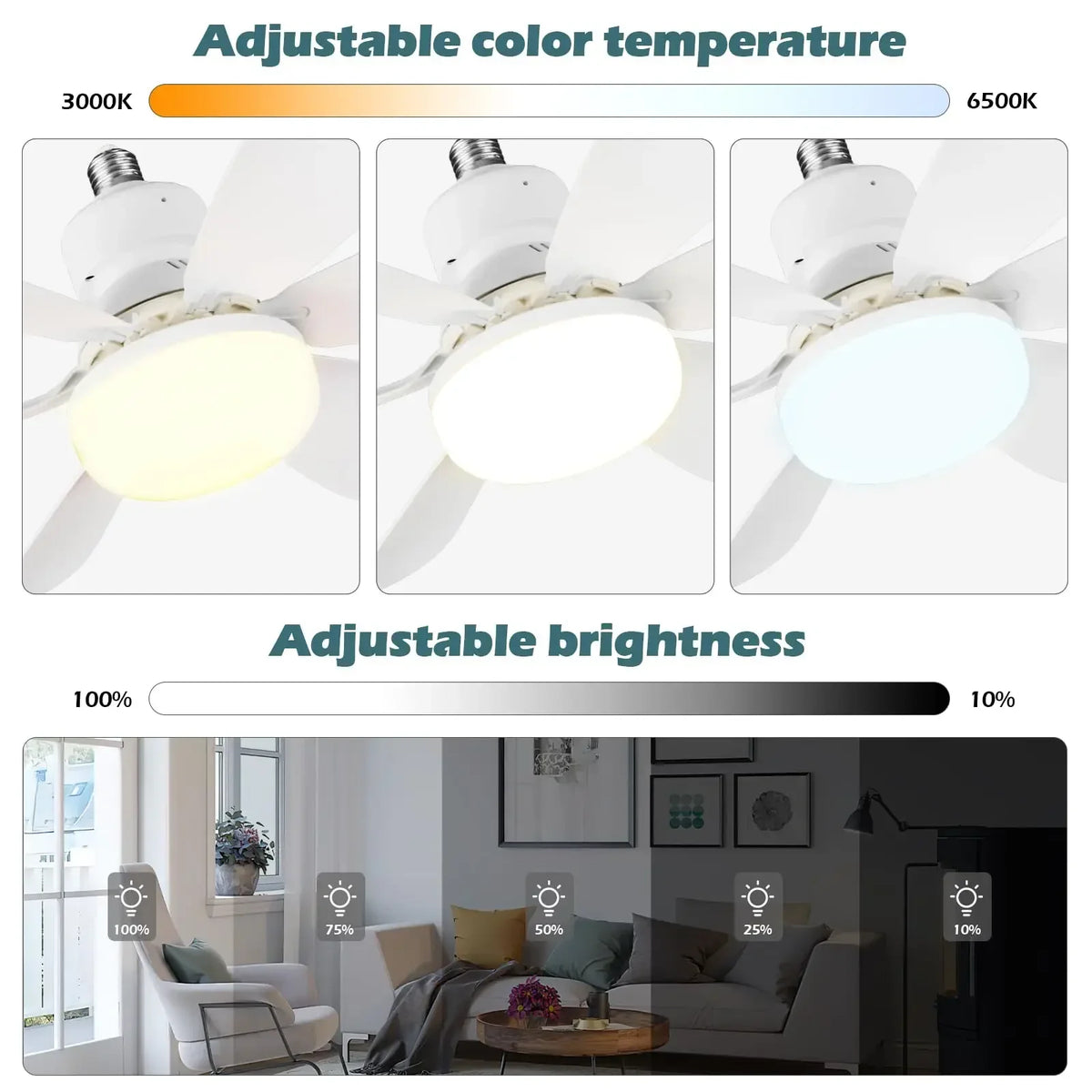 Elegant Takfläktlampa | LED 40W med Dimmer och Fjärrkontroll | Perfekt Belysning för Vardagsrum och Arbetsrum 4