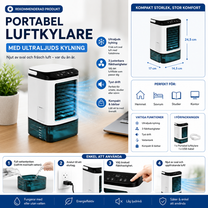 FlexCool | Bärbar luftkylare med 3 hastigheter och ultraljudsdimma
