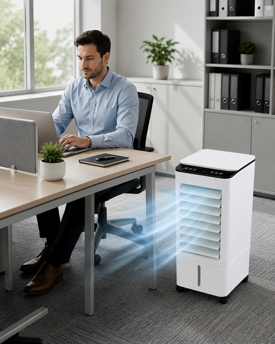 FlexCool Pro – Bärbar Luftkylare | 3-i-1 Kylning, Luftfuktning & Rening | Utan Installation