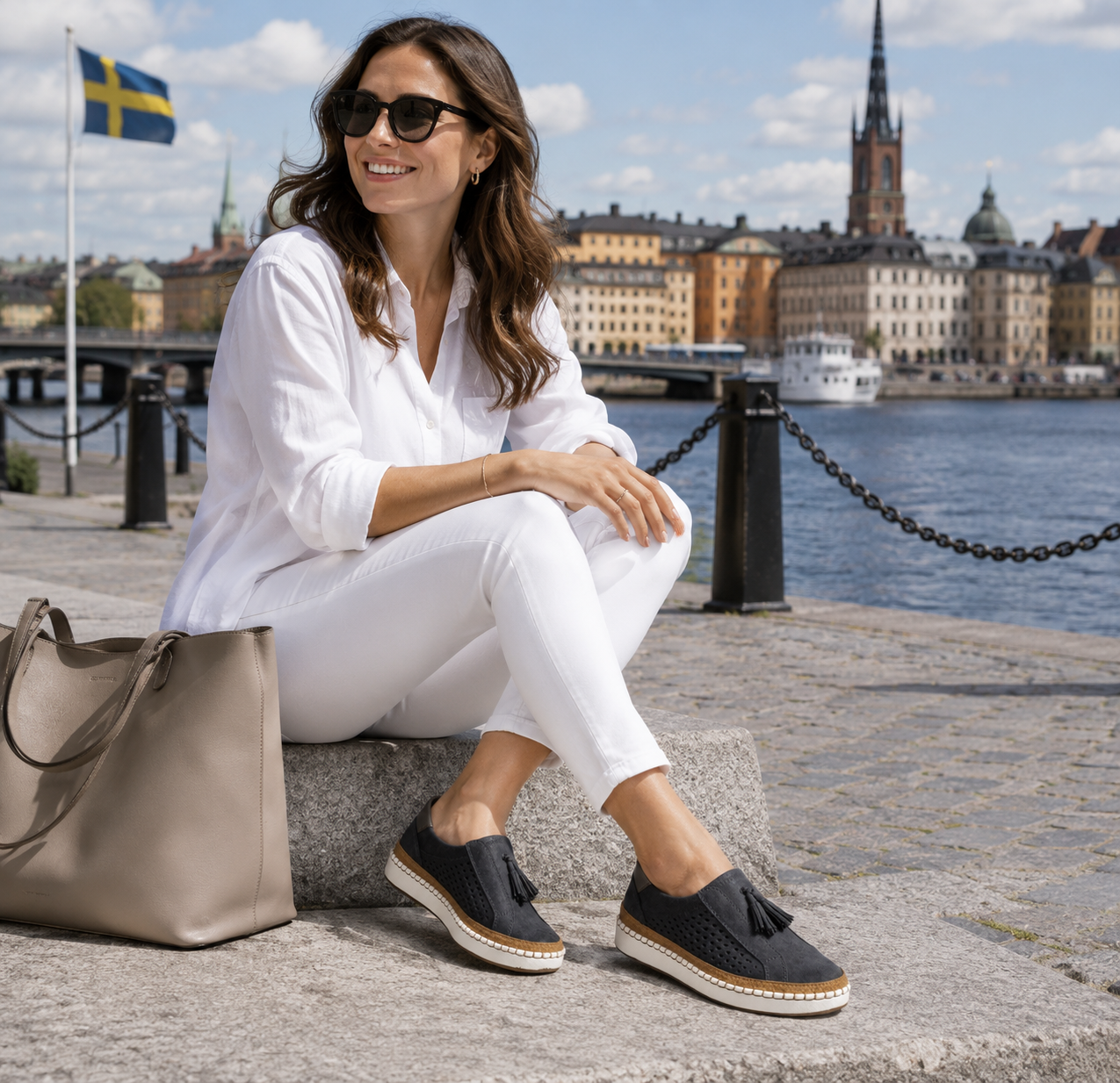 FlexSkor__ Komfort Slip-On Skor för Kvinnor med Ortopedisk Sula