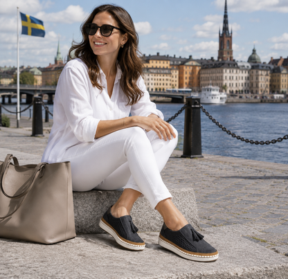 FlexSkor__ Komfort Slip-On Skor för Kvinnor med Ortopedisk Sula