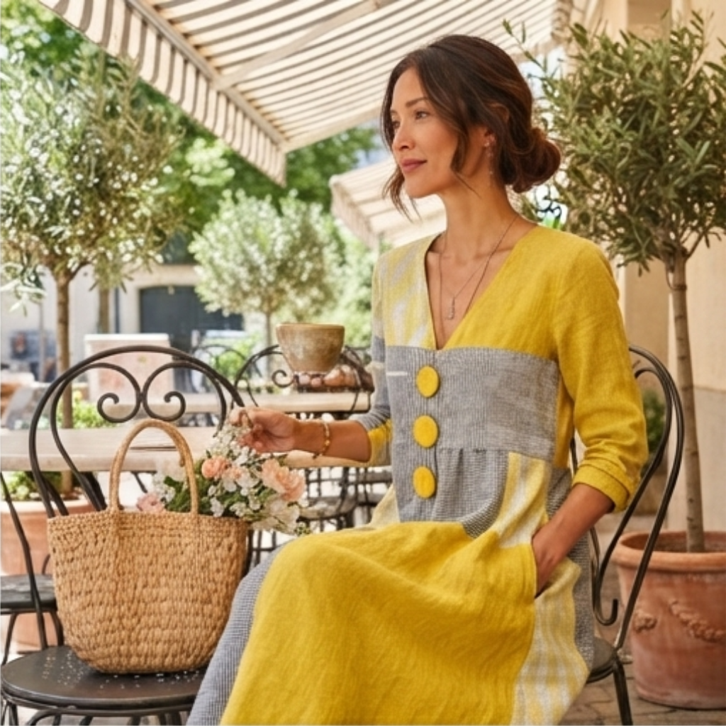 Linneklänning | Midiklänning med Omlottdesign för Eleganta Sommarlooks