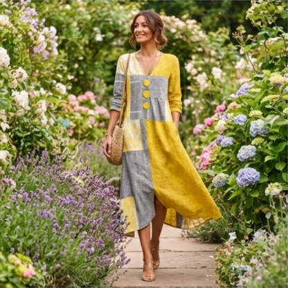 Linneklänning | Midiklänning med Omlottdesign för Eleganta Sommarlooks