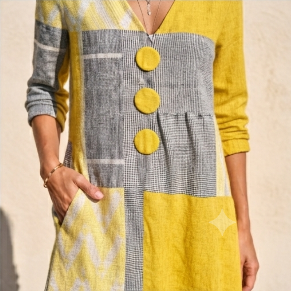 Linneklänning | Midiklänning med Omlottdesign för Eleganta Sommarlooks