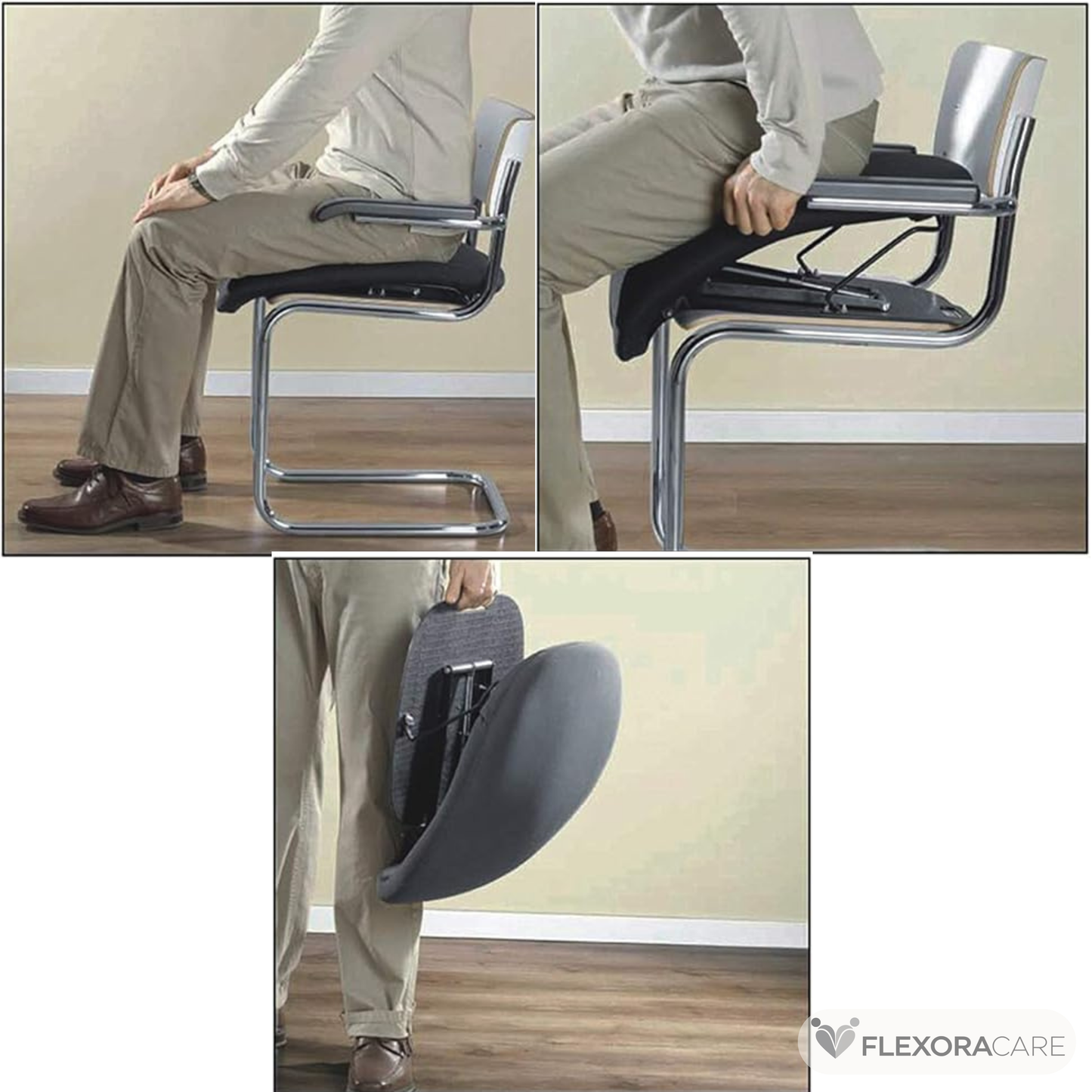 Non-slip bottom of the lift-assist seat designed for stability on chairs