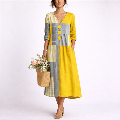 Linneklänning | Midiklänning med Omlottdesign för Eleganta Sommarlooks