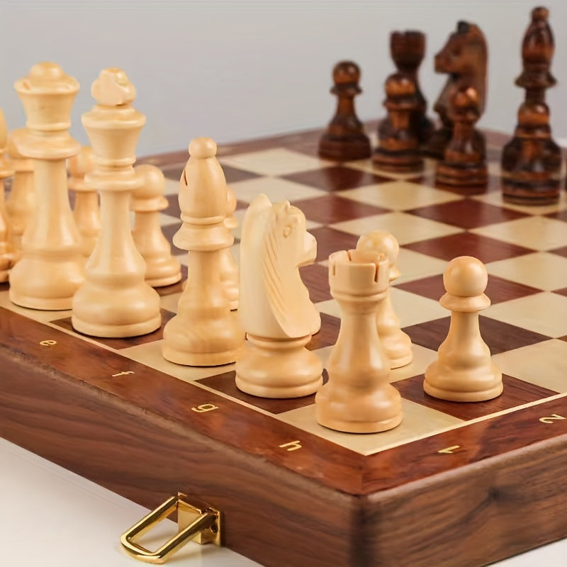 Lyxigt Schackspel i Massivt Trä med Handgjorda Pjäser | Elegant Design för Strategiska Spel 4