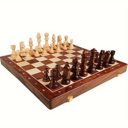Lyxigt Schackspel i Massivt Trä med Handgjorda Pjäser | Elegant Design för Strategiska Spel 7