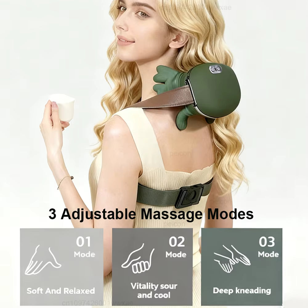 Nackmassageapparat med Värme och Justerbar Intensitet | Bärbar Massagelösning för Avkoppling och Smärtlindring 2