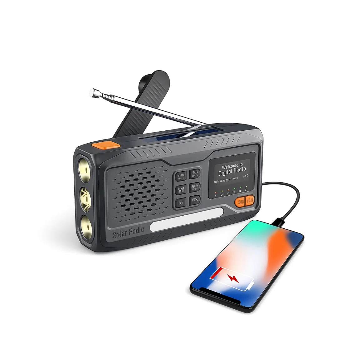 Nödradio | DAB+/FM med Solcell och Powerbank | Robust Design för Säkerhet vid Strömavbrott 0