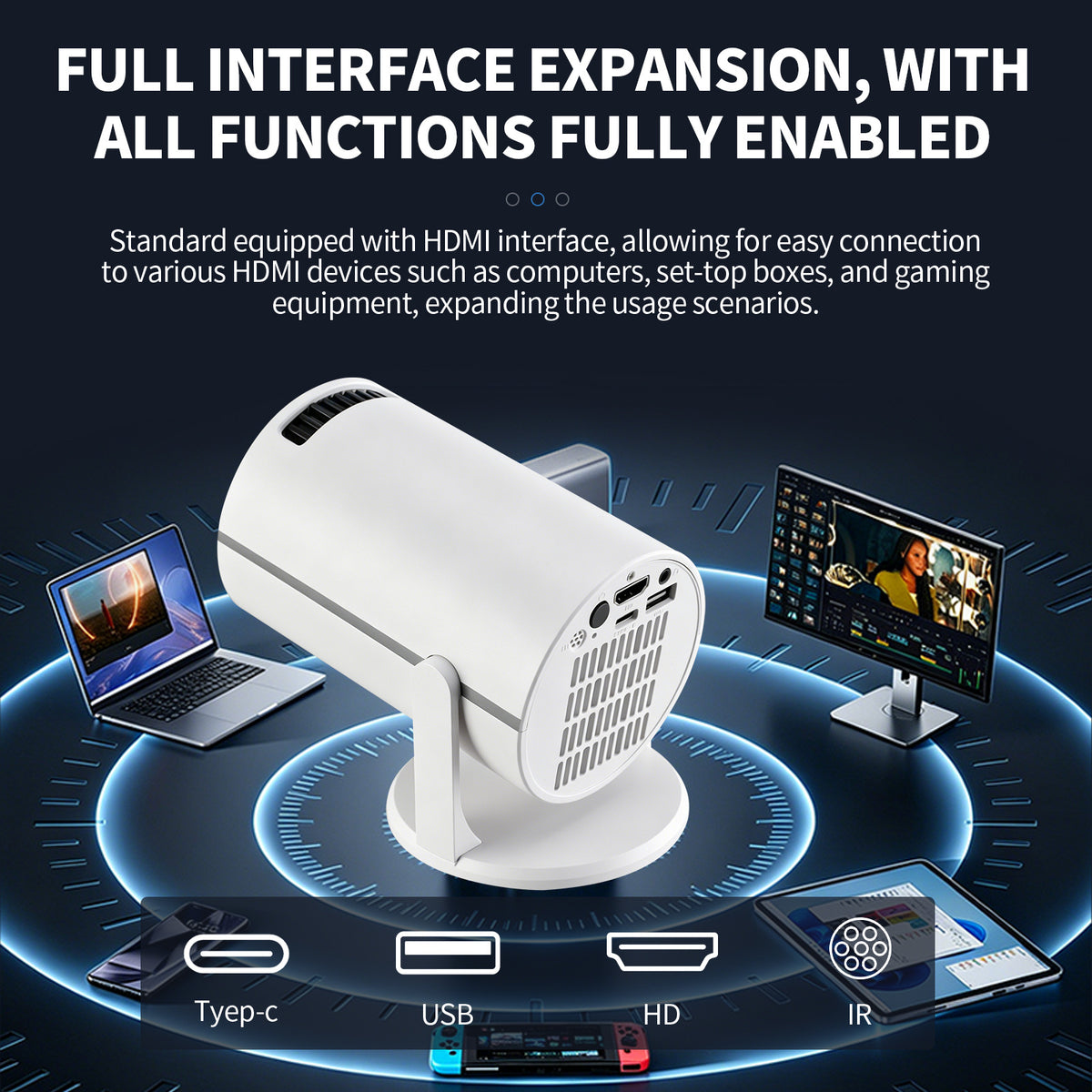 FlexPro | Mini Projector | Compact Mini Projector with 3000 Lumen Brightness | Portable Design for Indoor and Outdoor Use