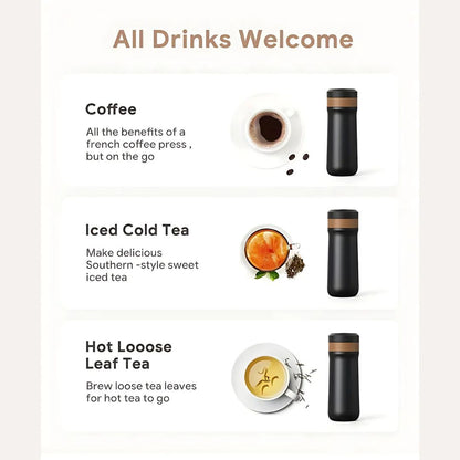 Portabel Fransk Presskaffebryggare i Rostfritt Stål med Läckagesäkert Lock | Perfekt för Resor och Camping 6