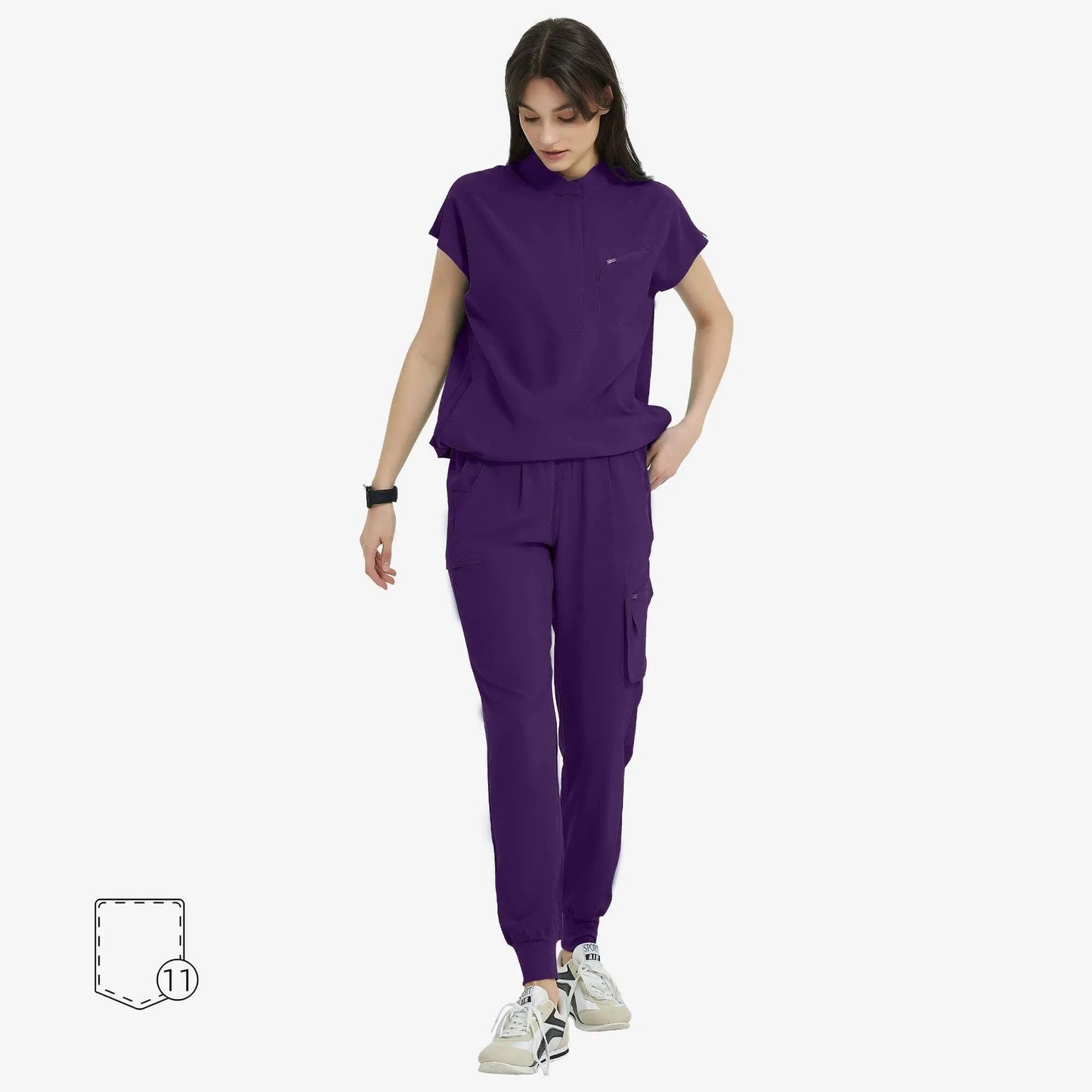 Raven | Arbetskläder Dam Oversized Scrub Set med Dold Dragkedja | Bekväm och Funktionell Arbetsklädsel för Vårdpersonal 0