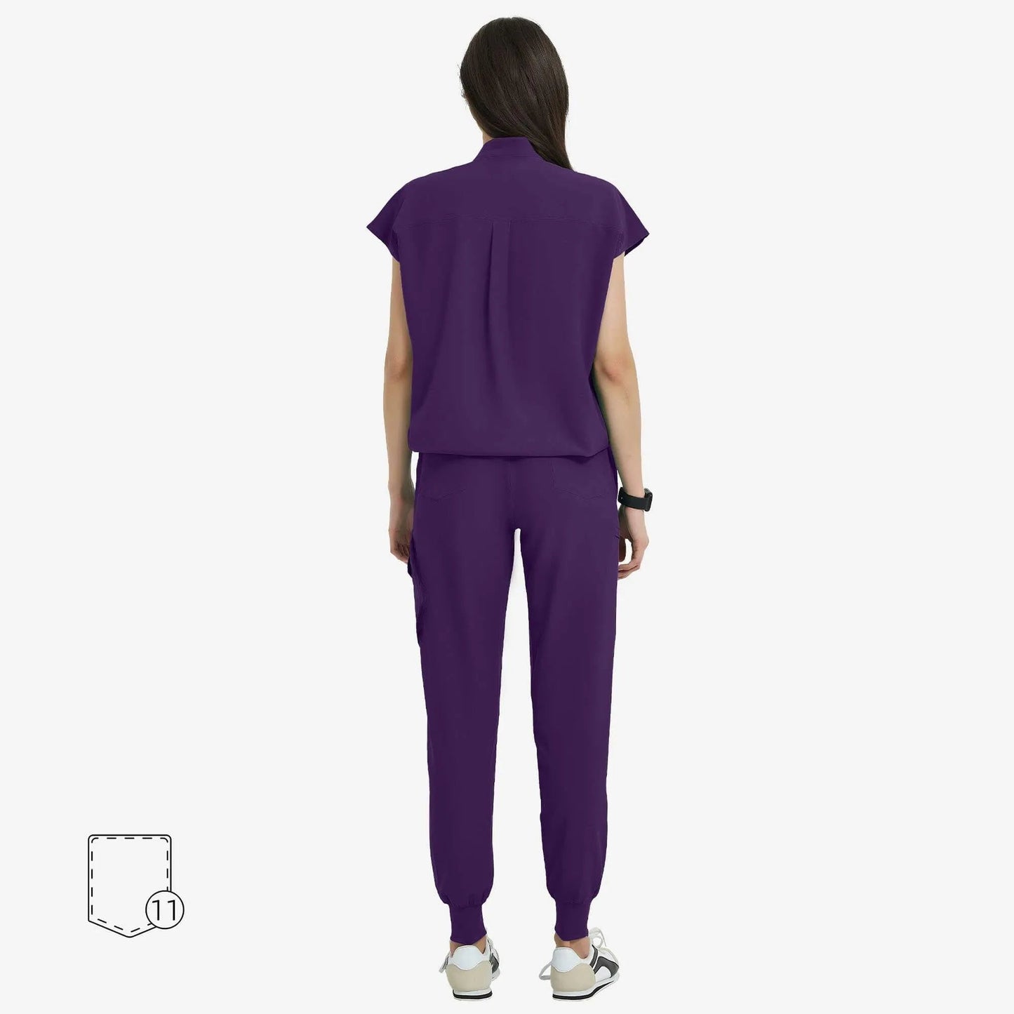Raven | Arbetskläder Dam Oversized Scrub Set med Dold Dragkedja | Bekväm och Funktionell Arbetsklädsel för Vårdpersonal 1