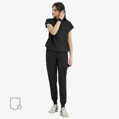 Raven | Arbetskläder Dam Oversized Scrub Set med Dold Dragkedja | Bekväm och Funktionell Arbetsklädsel för Vårdpersonal 13
