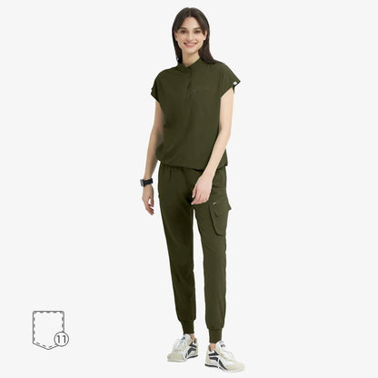 Raven | Arbetskläder Dam Oversized Scrub Set med Dold Dragkedja | Bekväm och Funktionell Arbetsklädsel för Vårdpersonal 6