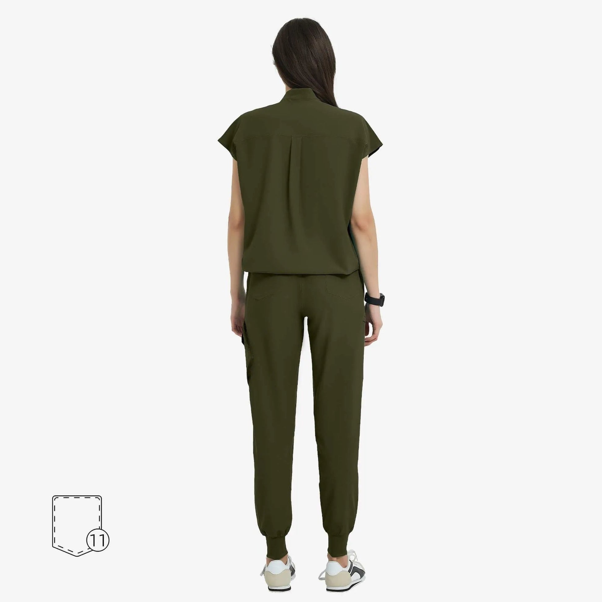 Raven | Arbetskläder Dam Oversized Scrub Set med Dold Dragkedja | Bekväm och Funktionell Arbetsklädsel för Vårdpersonal 7
