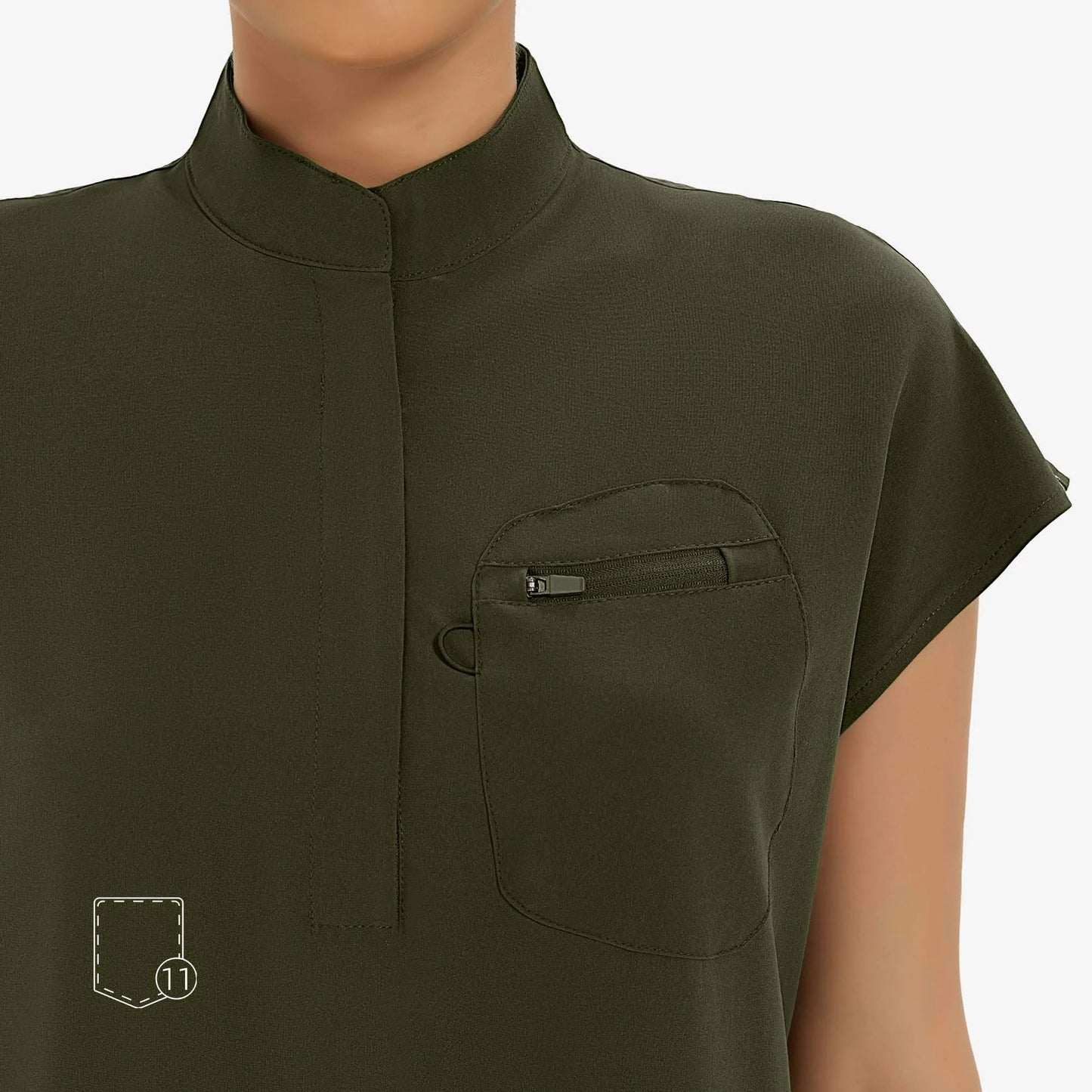 Raven | Arbetskläder Dam Oversized Scrub Set med Dold Dragkedja | Bekväm och Funktionell Arbetsklädsel för Vårdpersonal 8