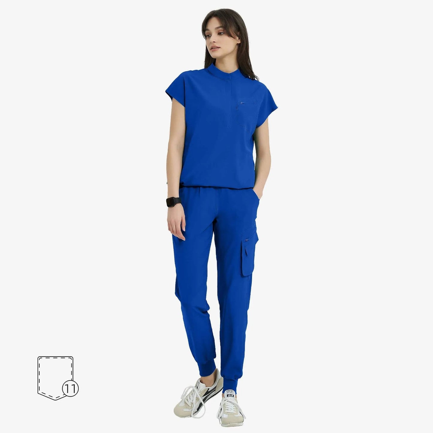 Raven | Arbetskläder Dam Oversized Scrub Set med Dold Dragkedja | Bekväm och Funktionell Arbetsklädsel för Vårdpersonal 9