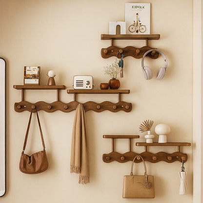 Ripple Bamboo | Väggställ för Entré med Minimalistisk Design och Extra Hylla | Praktisk Förvaring för Jackor och Nycklar 0