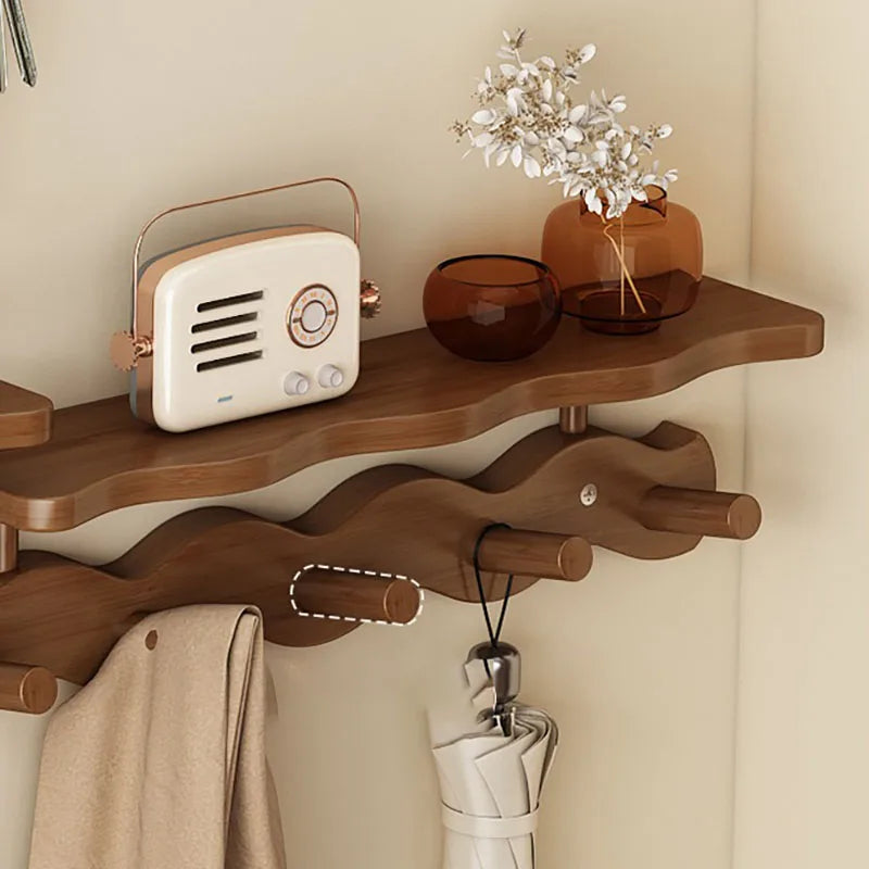 Ripple Bamboo | Väggställ för Entré med Minimalistisk Design och Extra Hylla | Praktisk Förvaring för Jackor och Nycklar 4