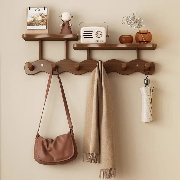 Ripple Bamboo | Väggställ för Entré med Minimalistisk Design och Extra Hylla | Praktisk Förvaring för Jackor och Nycklar 7