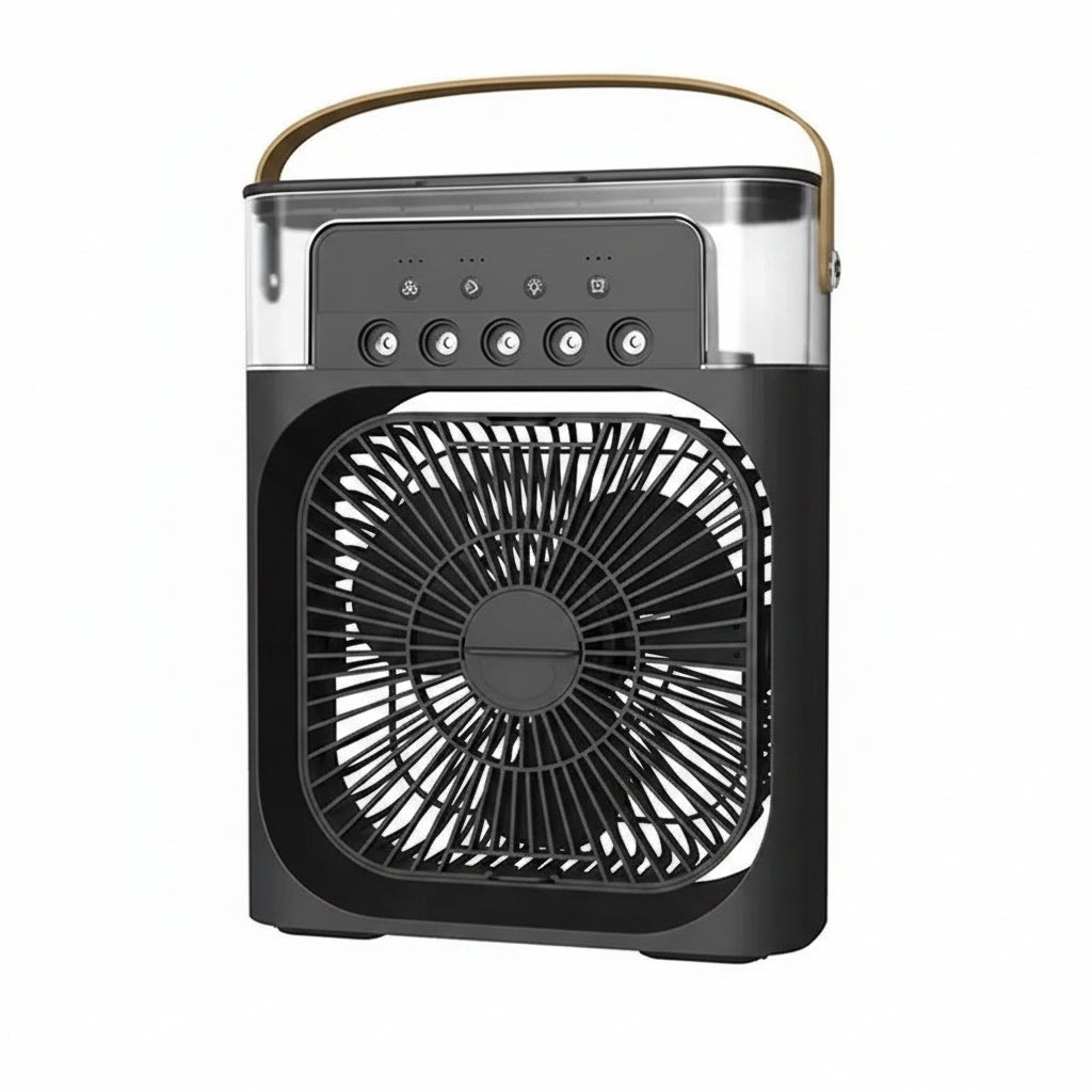 Portable 3-in-1 Air Cooler Humidifier Fan with 7-Color LED Light 600ml