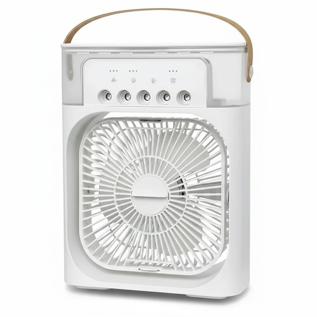 Portable 3-in-1 Air Cooler Humidifier Fan with 7-Color LED Light 600ml