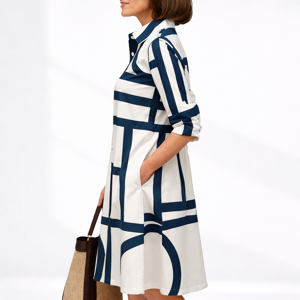 Sofia | Elegant Geometrisk Midiklänning Dam 1