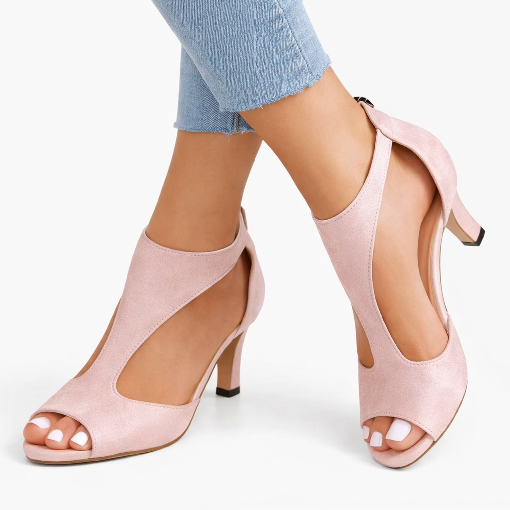 Sophia | Elegant Vadderad Klacksandal med Stabil Häl 0